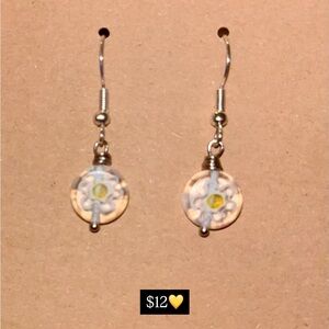 Handcrafted Yellow Floral Glass Drop Earrings